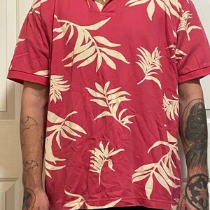 Tropical Leaf Print Men's Shirt